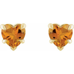 14K Yellow Gold Natural Citrine Stud Earring