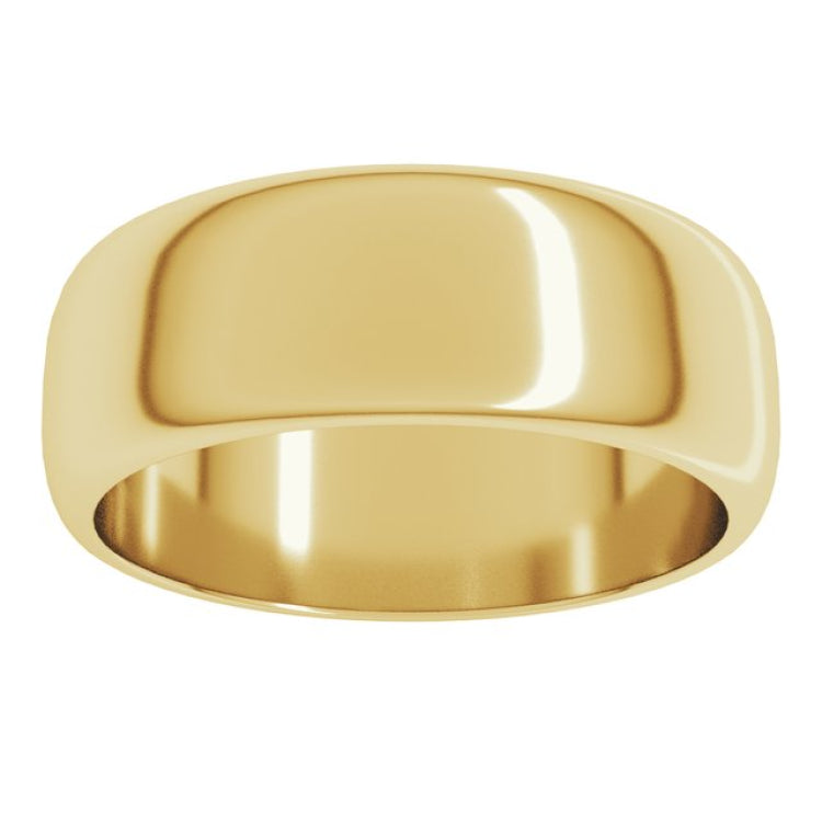 14K Yellow Gold 7 mm Half Round Band Size 9