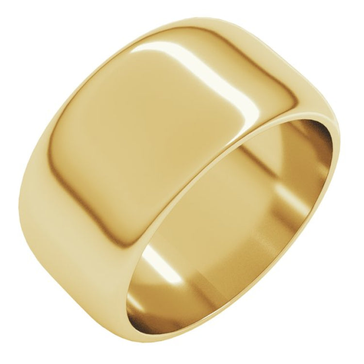 10K Yellow Gold 10 mm Half Round Band Size 8