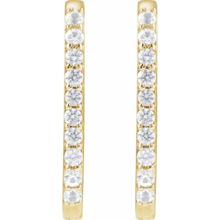 14K Yellow Gold Natural White Sapphire 20 mm Hoop Earrings
