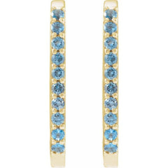 14K Yellow Gold Natural London Blue Topaz 20 mm Hoop Earrings