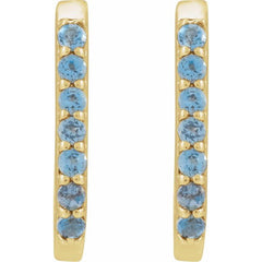 14K Yellow Gold Natural London Blue Topaz 14 mm Hoop Earrings