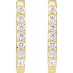 14K Yellow Gold Natural White Sapphire 14 mm Hoop Earrings