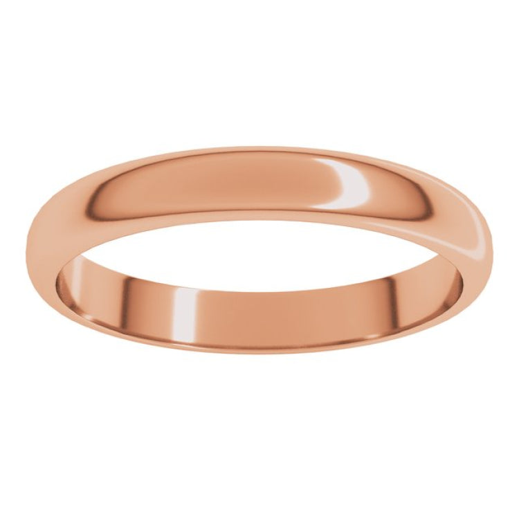 14K Rose Gold 3 mm Half Round Band Size 12