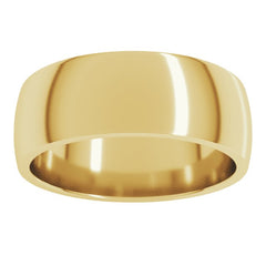 14K Yellow Gold 7 mm Lightweight Comfort-Fit Half Round Band Size 5