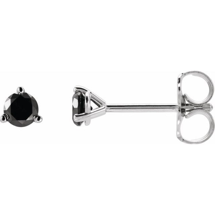 14K White Gold 1/2 CTW Natural Black Diamond Earrings