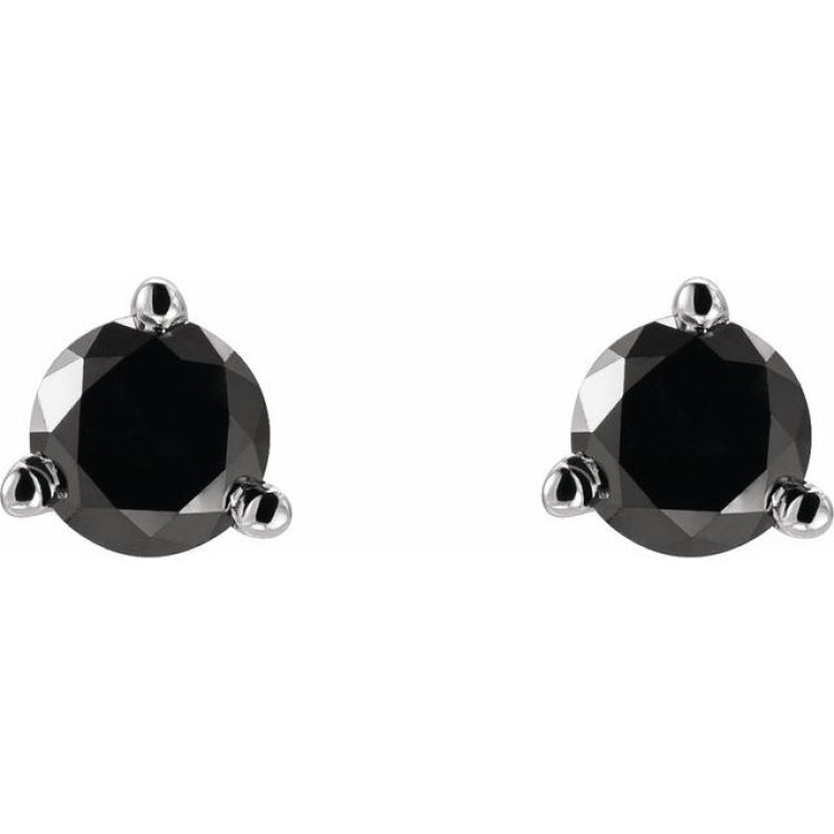 14K White Gold 1/2 CTW Natural Black Diamond Earrings
