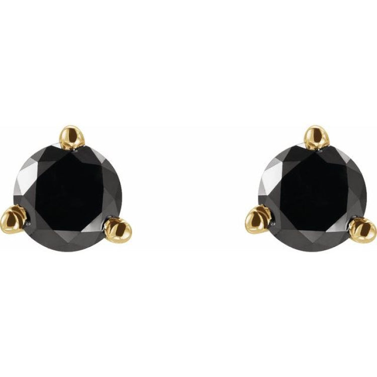 14K Yellow Gold 3/4 CTW Natural Black Diamond Earrings