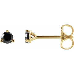 14K Yellow Gold 1 1/8 CTW Natural Black Diamond Earrings