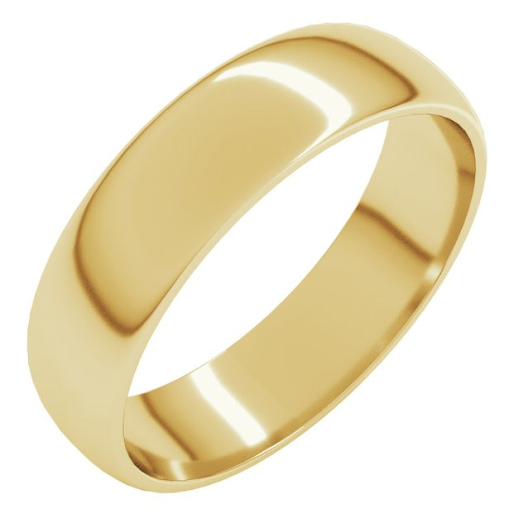 10K Yellow Gold 5 mm Lightweight Half Round Band Size 9.5