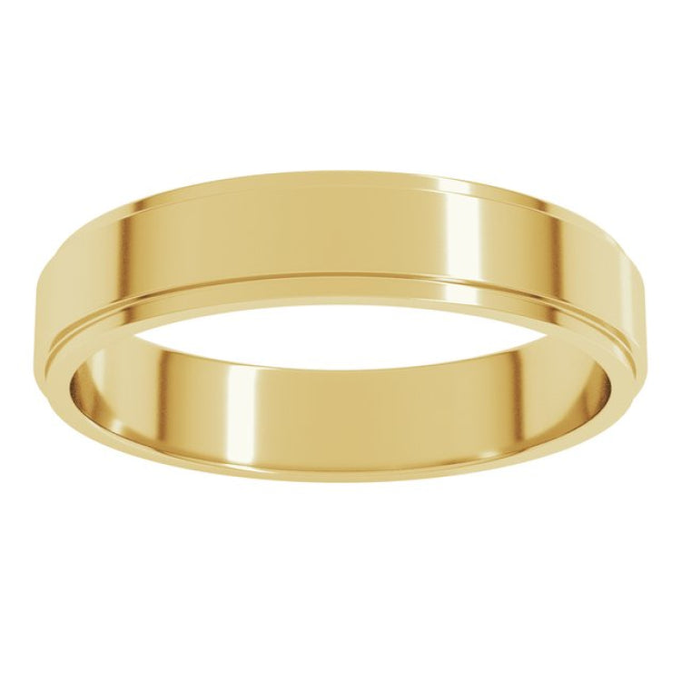 14K Yellow Gold 4 mm Stepped-Edge Flat Band Size 9.5