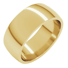14K Yellow Gold 8 mm Lightweight Comfort-Fit Half Round Band Size 11.5