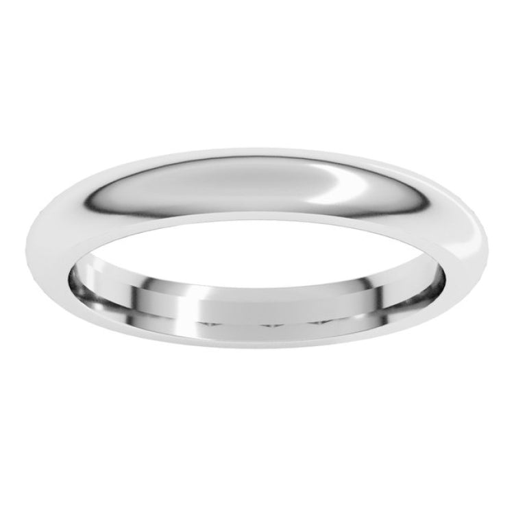 14K White Gold 3 mm Comfort-Fit Half Round Band Size 8.5
