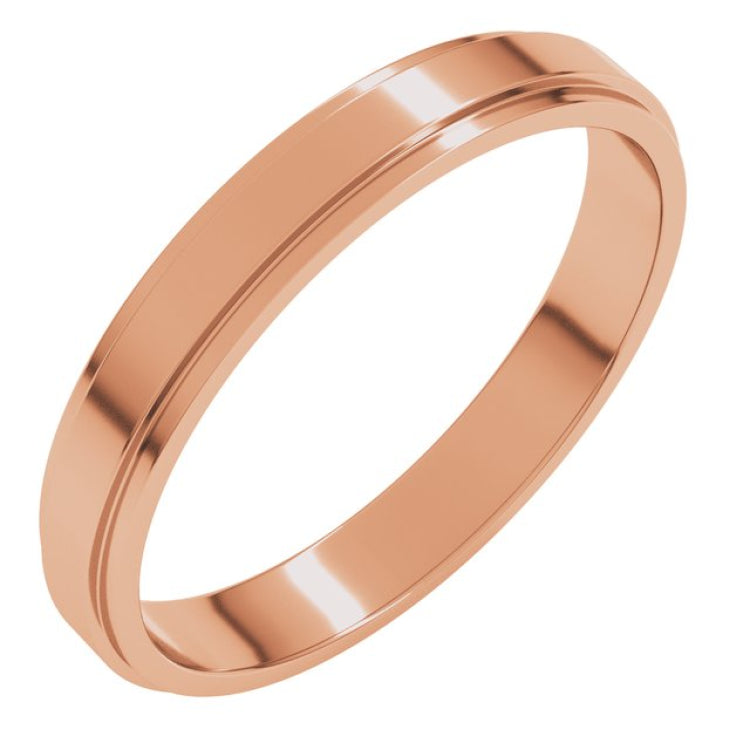 14K Rose Gold 3 mm Stepped-Edge Flat Band Size 4
