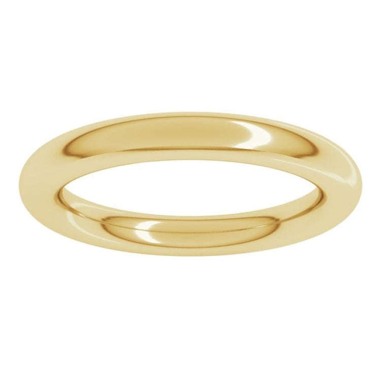 14K Yellow Gold 3 mm Comfort-Fit Full Round Band Size 3
