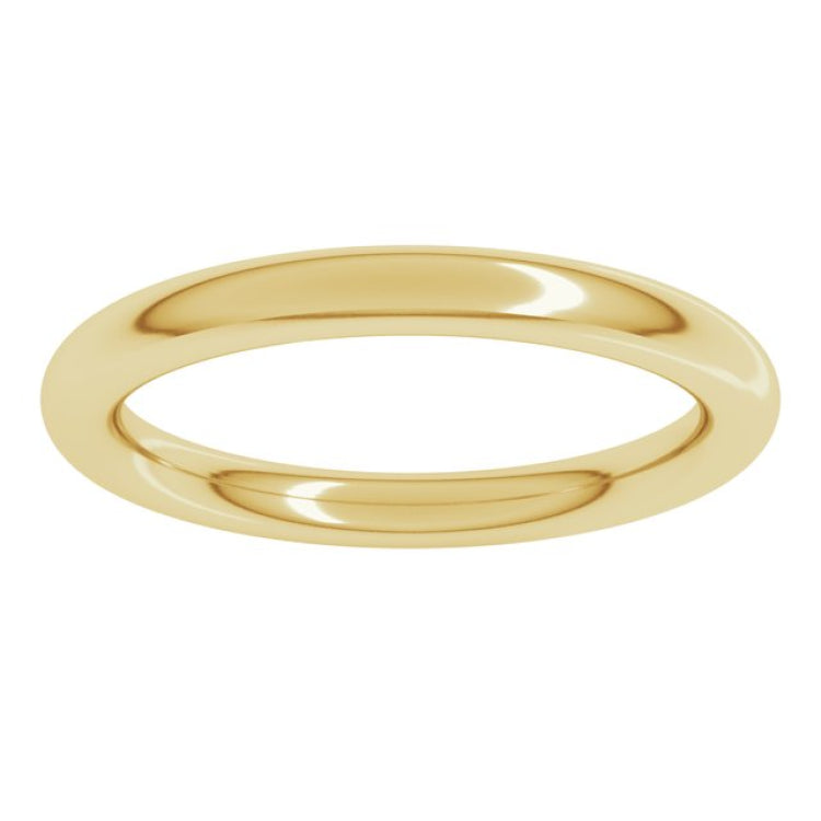 14K Yellow Gold 2.5 mm Comfort-Fit Full Round Band Size 5