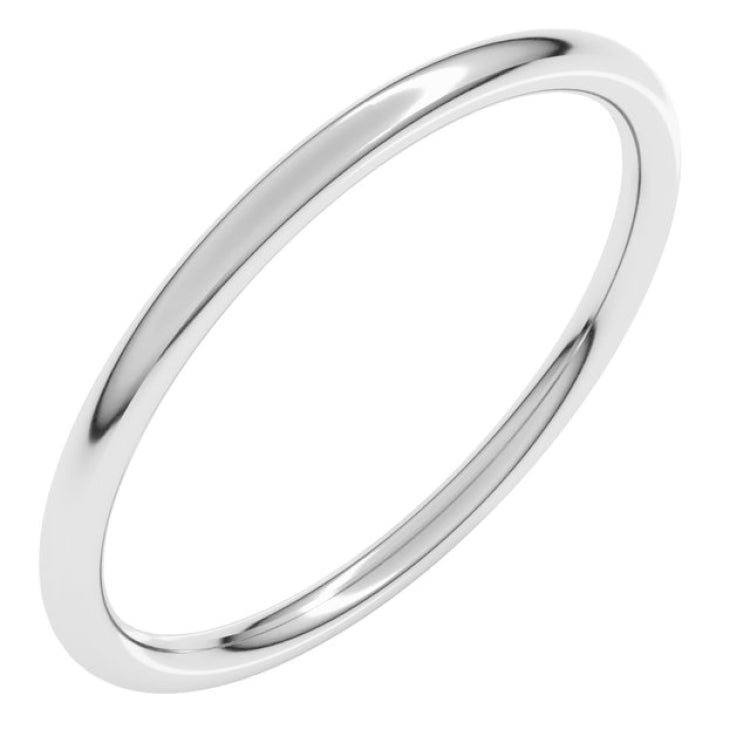 14K White Gold 1.5 mm Comfort-Fit Full Round Band Size 6.5