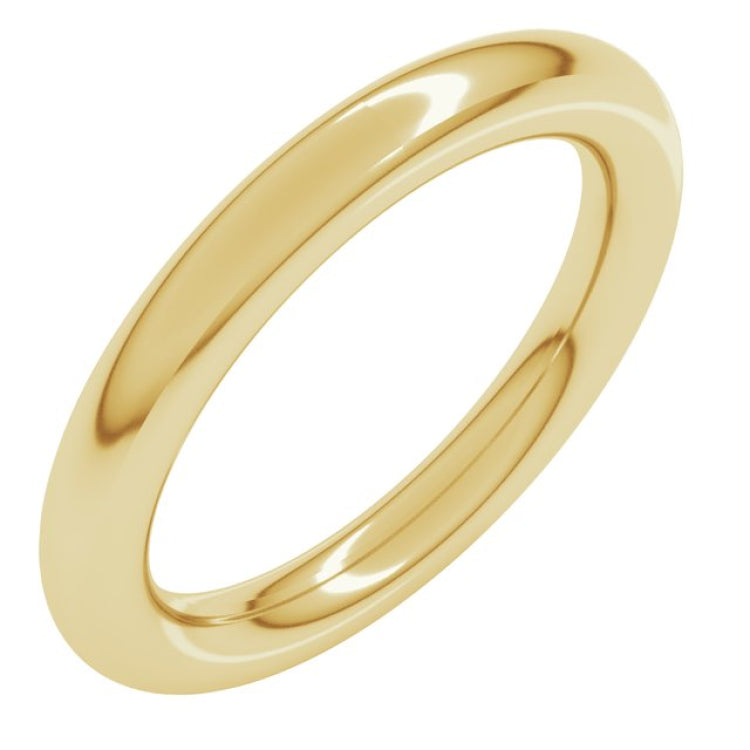18K Yellow Gold 3 mm Comfort-Fit Full Round Band Size 6.5
