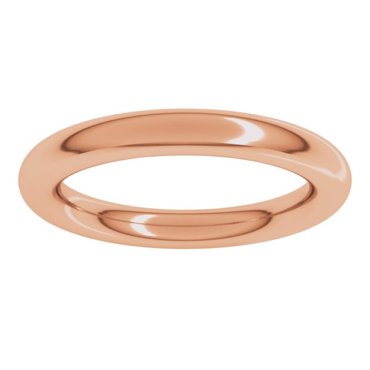 14K Rose Gold 3 mm Comfort-Fit Full Round Band Size 6