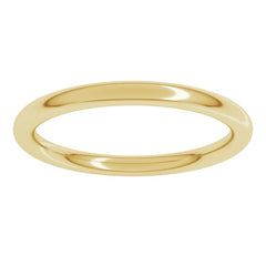 18K Yellow Gold 2 mm Comfort-Fit Full Round Band Size 7.5