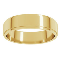 14K Yellow Gold 5 mm Stepped-Edge Flat Band Size 11
