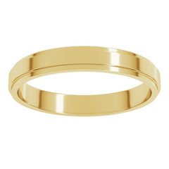 10K Yellow Gold 3 mm Stepped-Edge Flat Band Size 7