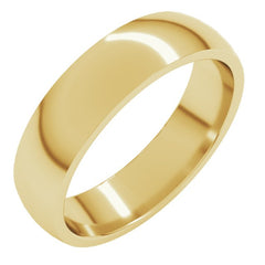 14K Yellow Gold 5 mm Lightweight Comfort-Fit Half Round Band Size 14