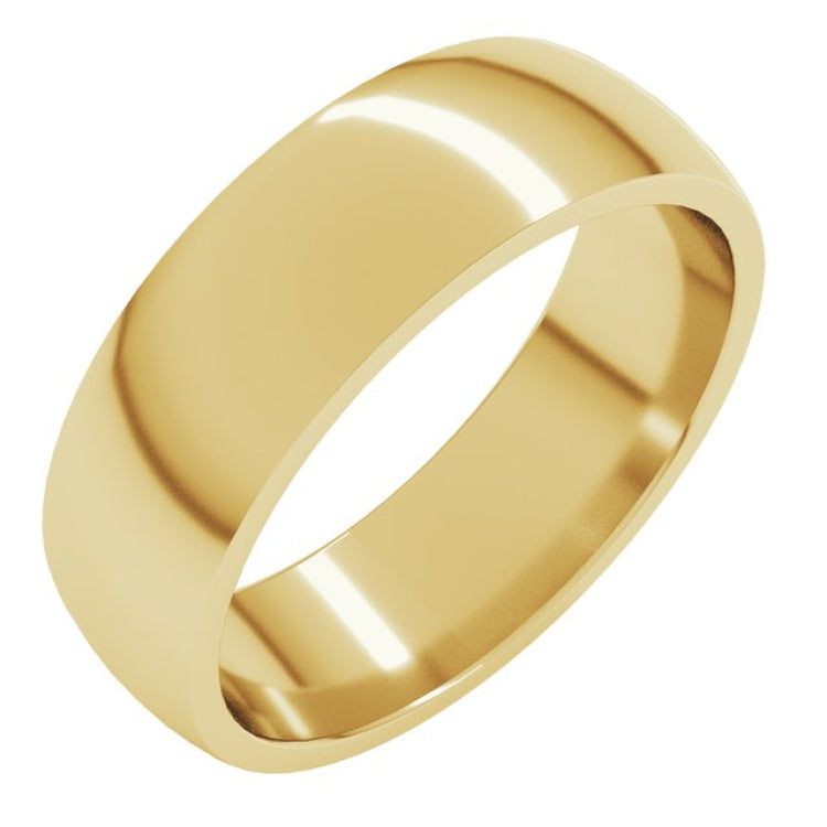 14K Yellow Gold 6 mm Lightweight Comfort-Fit Half Round Band Size 15