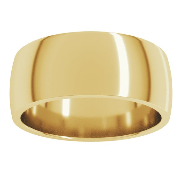 10K Yellow Gold 8 mm Lightweight Comfort-Fit Half Round Band Size 6.5