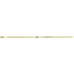 14K Yellow Gold Lab-Grown Emerald Link 7" Bracelet