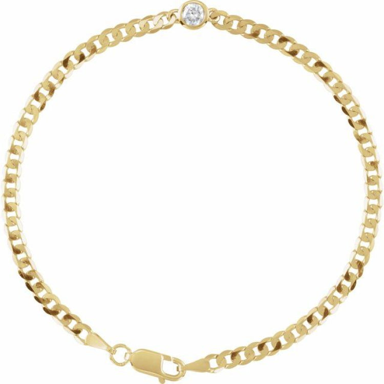 14K Yellow Gold 1/4 CT Natural Diamond Link 7" Bracelet