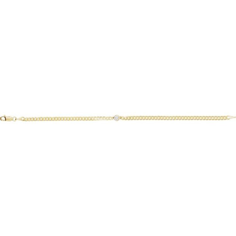 14K Yellow Gold 1/4 CT Natural Diamond Link 7" Bracelet