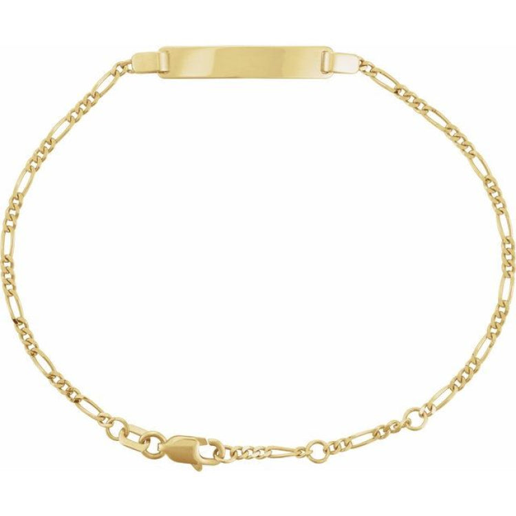 14K Yellow Gold Adjustable Figaro Adjustable Identification 6-7" Bracelet
