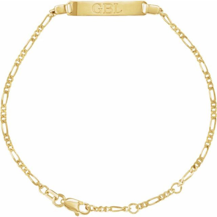 14K Yellow Gold Adjustable Figaro Adjustable Identification 6-7" Bracelet