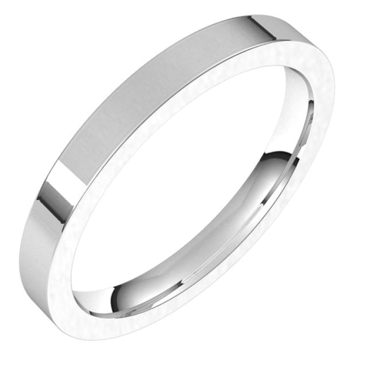 14K White Gold 2.5 mm Comfort-Fit Flat Band Size 7