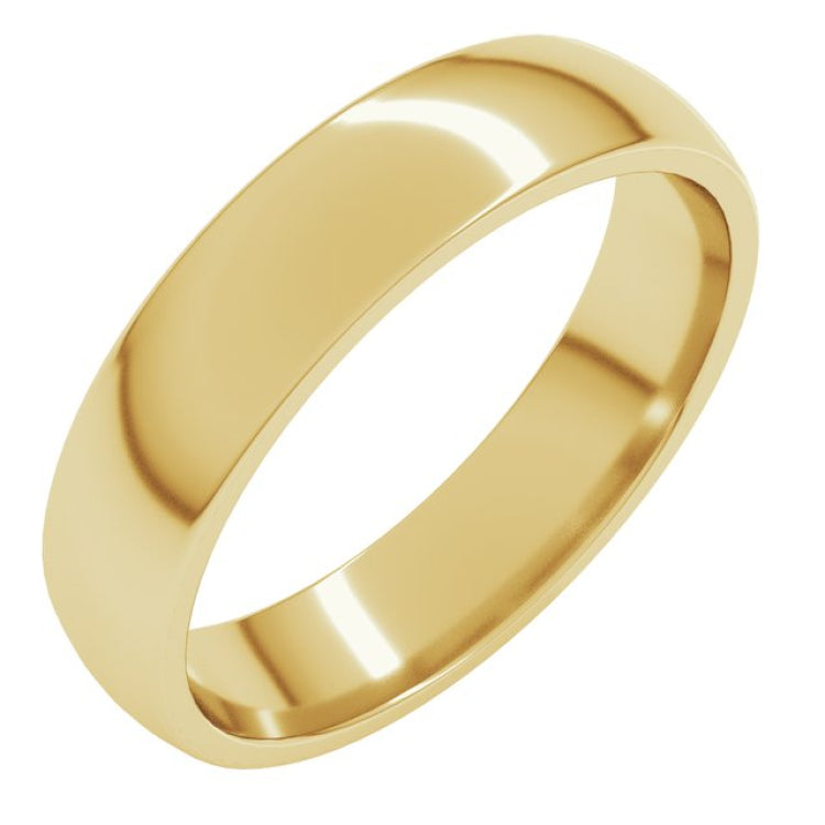 14K Yellow Gold 4.5 mm Lightweight Comfort-Fit Half Round Band Size 10.5