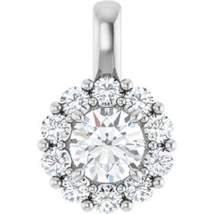 14K White Gold 3/4 CTW Lab-Grown Diamond Halo-Style Pendant