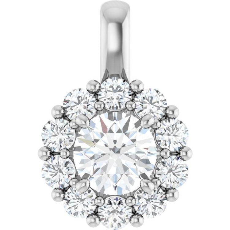 14K White Gold 1 CTW Lab-Grown Diamond Halo-Style Pendant