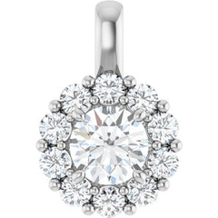 14K White Gold 1 CTW Lab-Grown Diamond Halo-Style Pendant