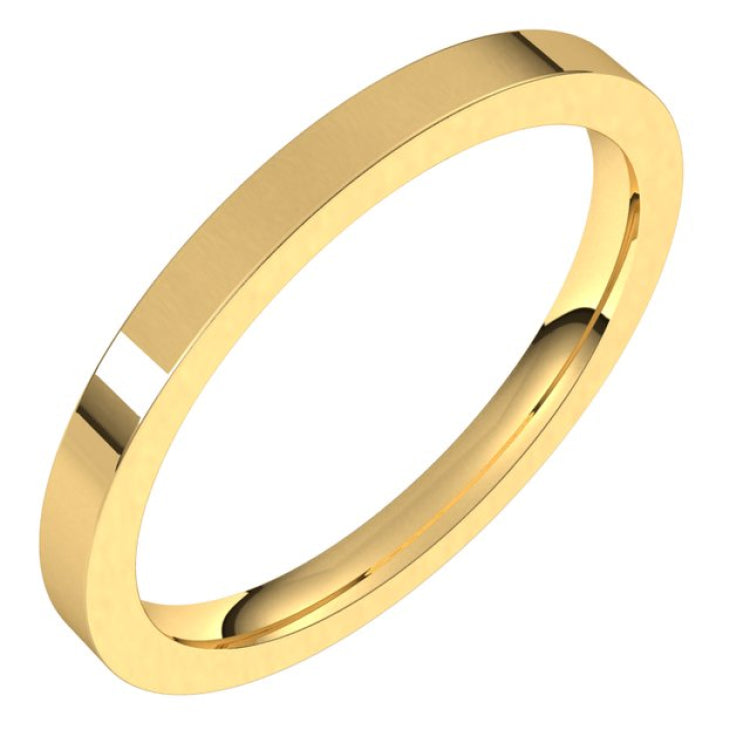18K Yellow Gold 2 mm Comfort-Fit Flat Band Size 8