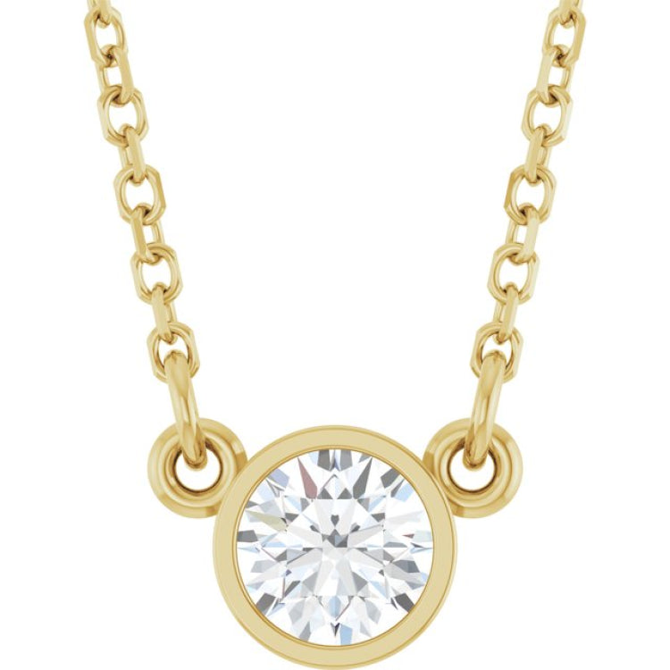14K Yellow Gold 1/4 CT Lab-Grown Diamond Solitaire 18" Necklace