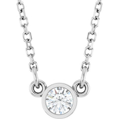 14K White Gold 1/10 CT Lab-Grown Diamond Solitaire 18" Necklace