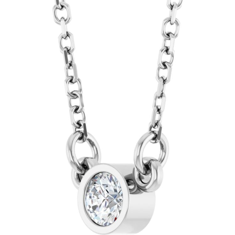 14K White Gold 1/10 CT Lab-Grown Diamond Solitaire 18" Necklace