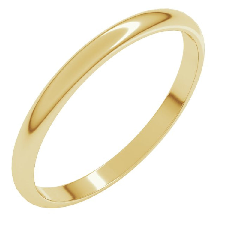 10K Yellow Gold 2 mm Lightweight Half Round Band Size 4