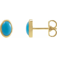 14K Yellow Gold Natural Turquoise Earrings