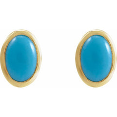 14K Yellow Gold Natural Turquoise Earrings
