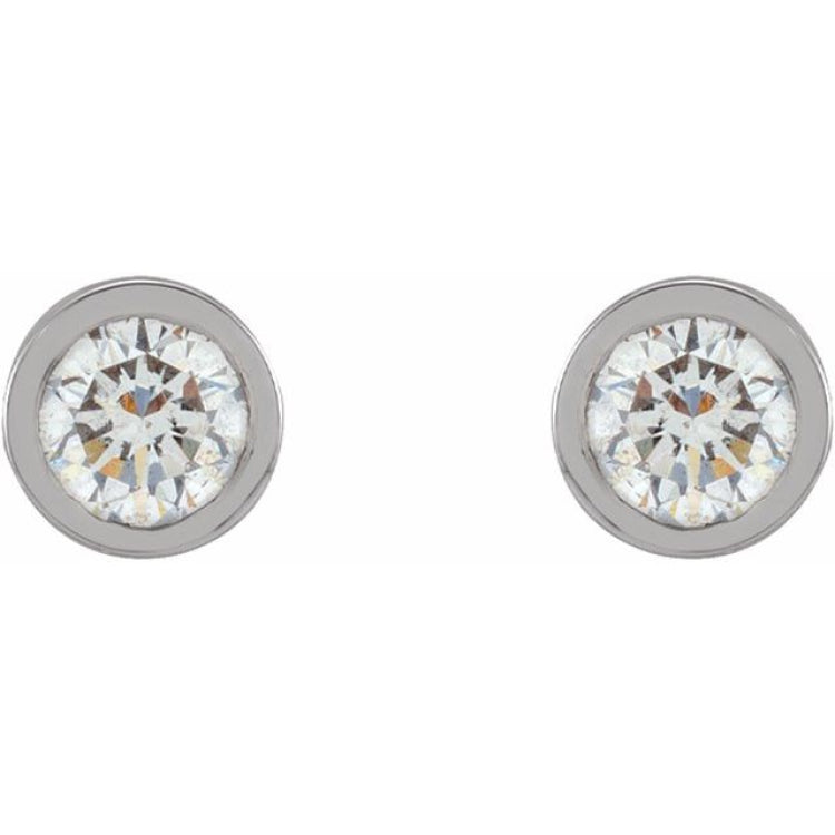 14K White Gold 1/10 CTW Lab-Grown Diamond Micro Bezel-Set Earrings