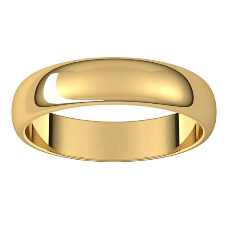 14K Yellow Gold 4.5 mm Half Round Band Size 9.5