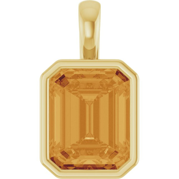 14K Yellow Gold Natural Citrine Pendant