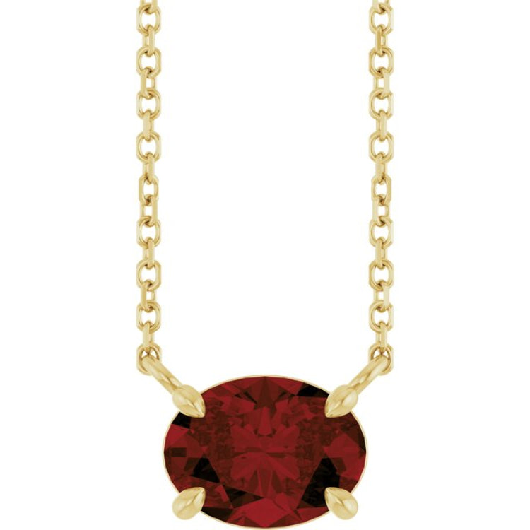 14K Yellow Gold Natural Mozambique Garnet 18" Necklace